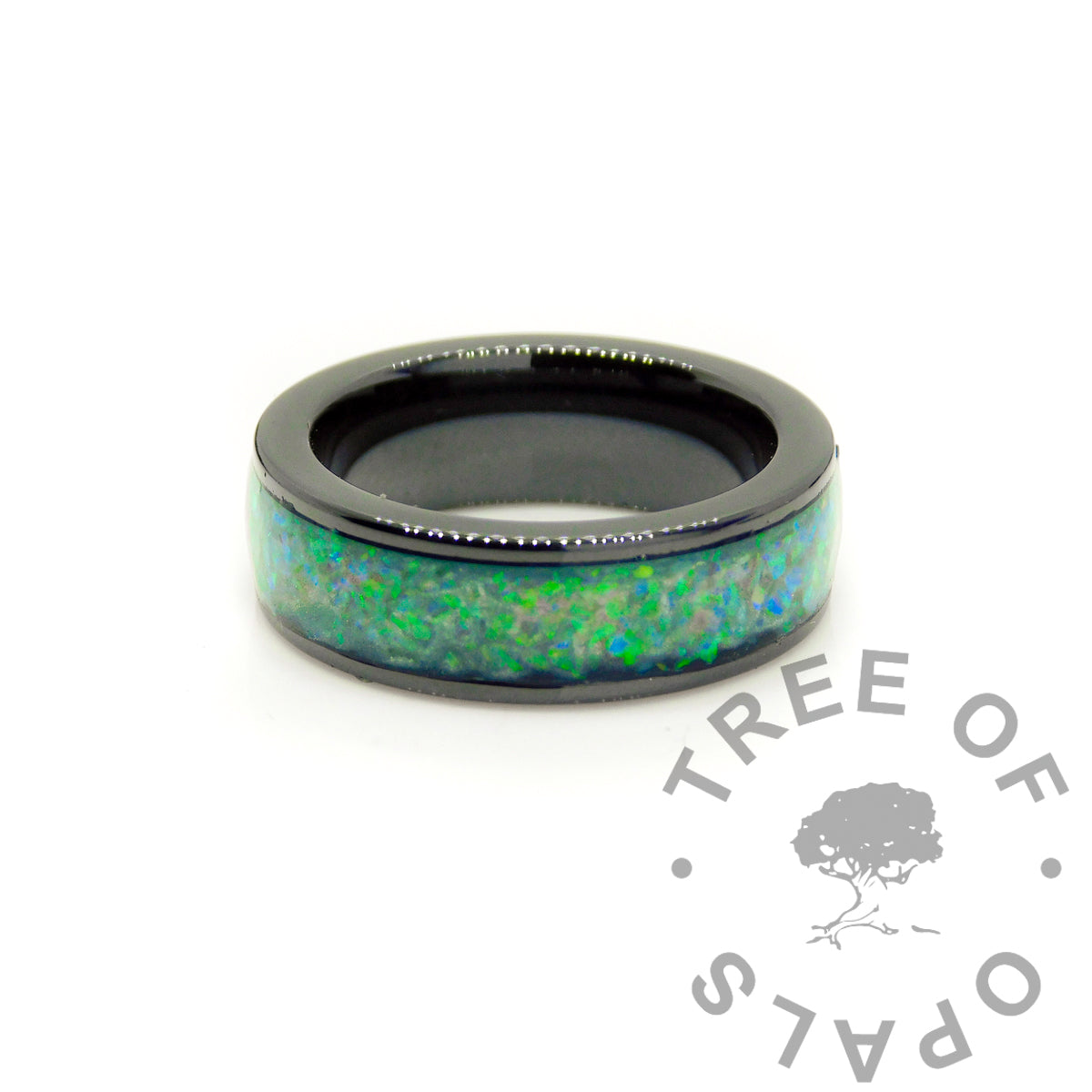 Black Ceramic Birthstone Ring
