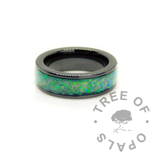 Black Ceramic Birthstone Ring