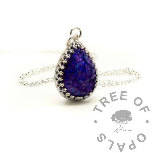 Crown Birthstone Teardrop Necklace