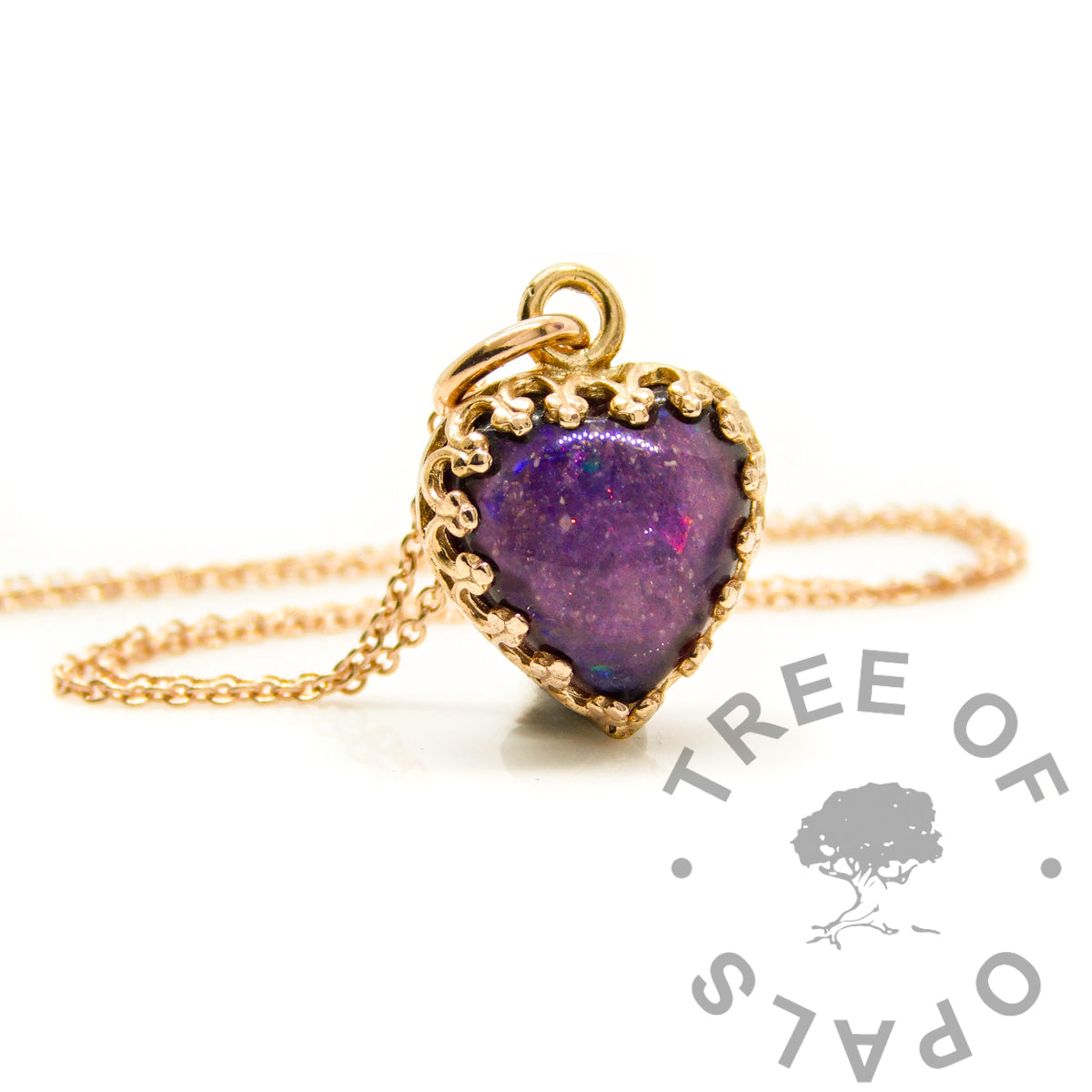Gold Ashes Crown Heart Necklace