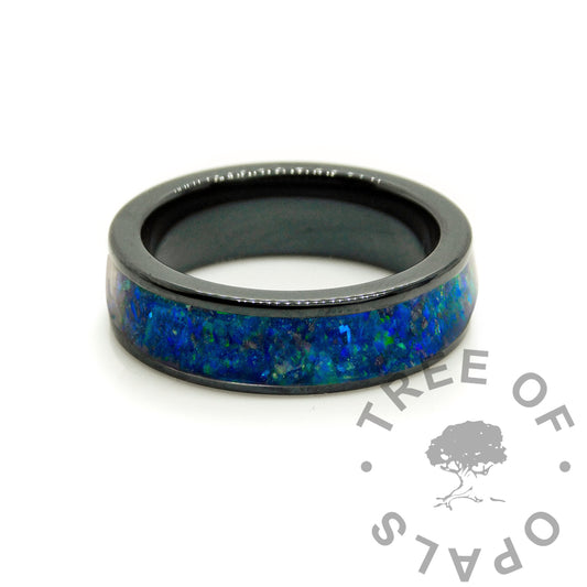 Black Ceramic Birthstone Ring