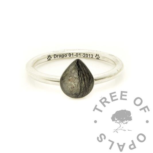 Lock of Hair Teardrop Ring