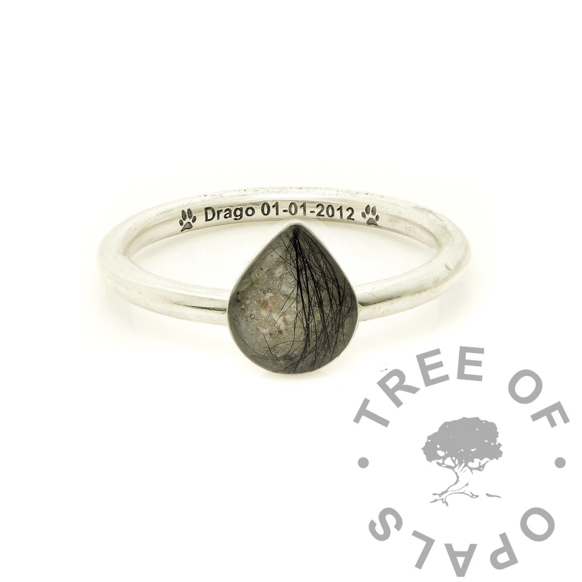 Cremation Ashes Teardrop Ring