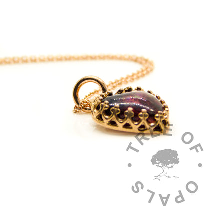 Gold Ashes Crown Heart Necklace