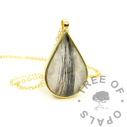 Gold Open Teardrop Necklace