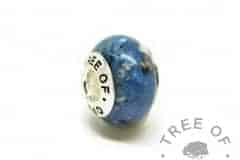 blue ashes charm, cremation ashes charm bead with Aegean blue resin sparkle mix