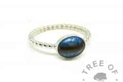 blue hair ring, Aegean blue resin sparkle mix, bubble wire Argentium silver band