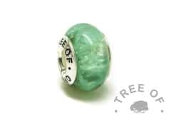 ashes charm with Tree of Opals core, angelic aqua resin sparkle mix cremation ashes charm bead