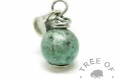 European setting charm tube dangle charm. Cremation ashes pearl with Angelic Aqua Resin Sparkle Mix