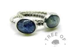 bubble wire ash rings with Aegean blue and mermaid teal sparkle mix