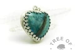 Mermaid Teal resin sparkle mix lock of hair heart necklace