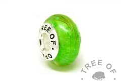 green hair charm bead for Pandora bracelets, basilisk green resin sparkle mix