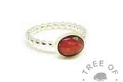 red ashes ring, dragon's blood red resin sparkle mix, bubble wire Argentium silver band