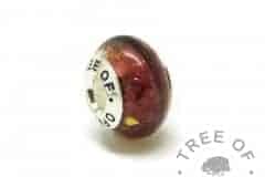 hair charm with Tree of Opals core, dragon's blood red resin sparkle mix lock of hair charm bead