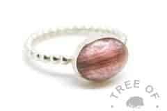 lock of hair ring fairy pink sparkle mix bubble wire band, no birthstones. Handmade by Tree of Opals