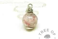 pink ashes pearl necklace, fairy pink resin sparkle mix