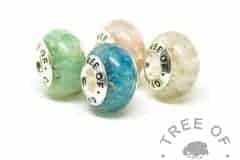 ashes jewellery charms - set of four resin charm beads in aqua, blue, pink and classic ashes