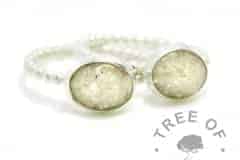 classic cremation ash rings on handmade Argentium silver bubble wire band stacking rings. 10x8mm cabochons with naturally pale cremation ashes and crystal clear resin.