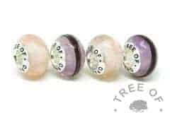 pink and purple horse hair charm beads for Pandora bracelets, fairy pink resin sparkle mix