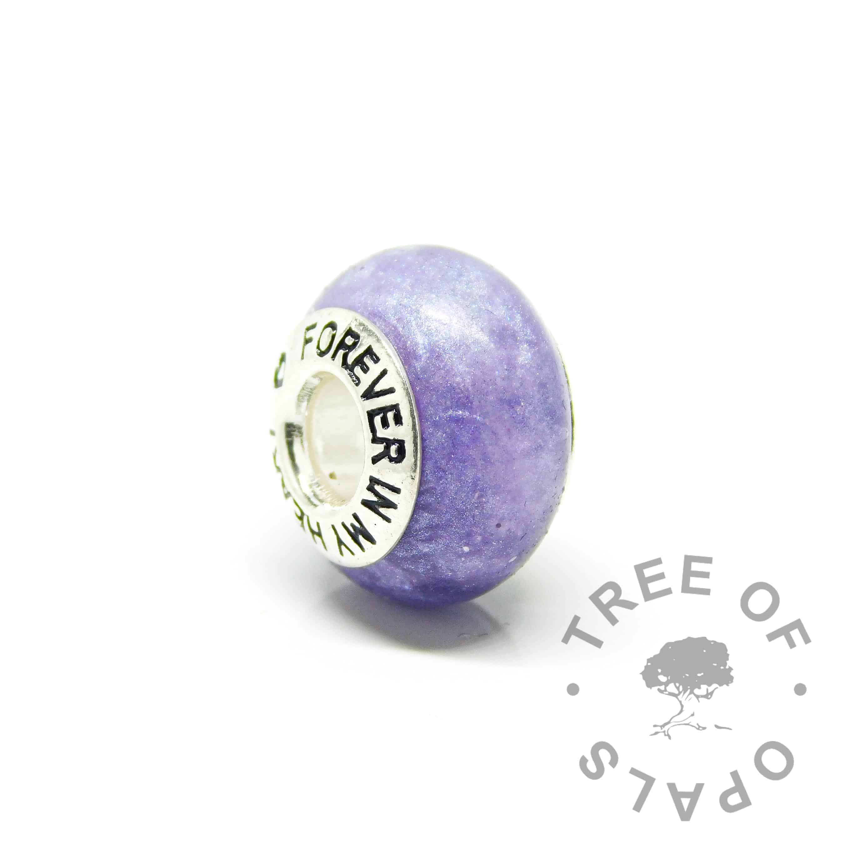 purple ashes charm with forever in my heart bead core. Orchid purple resin sparkle mix