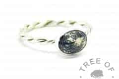 Ashes ring on twisted band with vampire black resin sparkle mix with white gold leaf