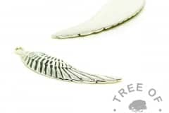 large wing pendant in solid sterling silver. Engravable on the back