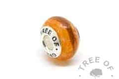 tangerine orange lock of hair charm with solid sterling silver Tree of Opals core. The hair is ginger cat fur