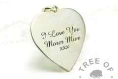 large heart pendant with engraving in Amazone BT font