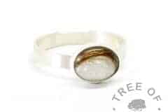 Hair ring on 3mm brushed band with unicorn white resin sparkle mix