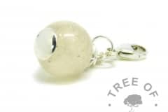 Handmade solid sterling silver cremation ash dangle charm pearl for Thomas Sabo style bracelets, lobster clasp, resin and cremation ashes with unicorn white sparkle mix. New style flat base!