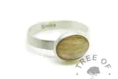 engraved solid eco silver brushed band ring with ginger fur