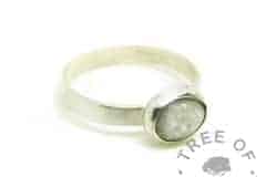 cremation ash ring with unicorn white resin sparkle mix and silver leaf on brushed band
