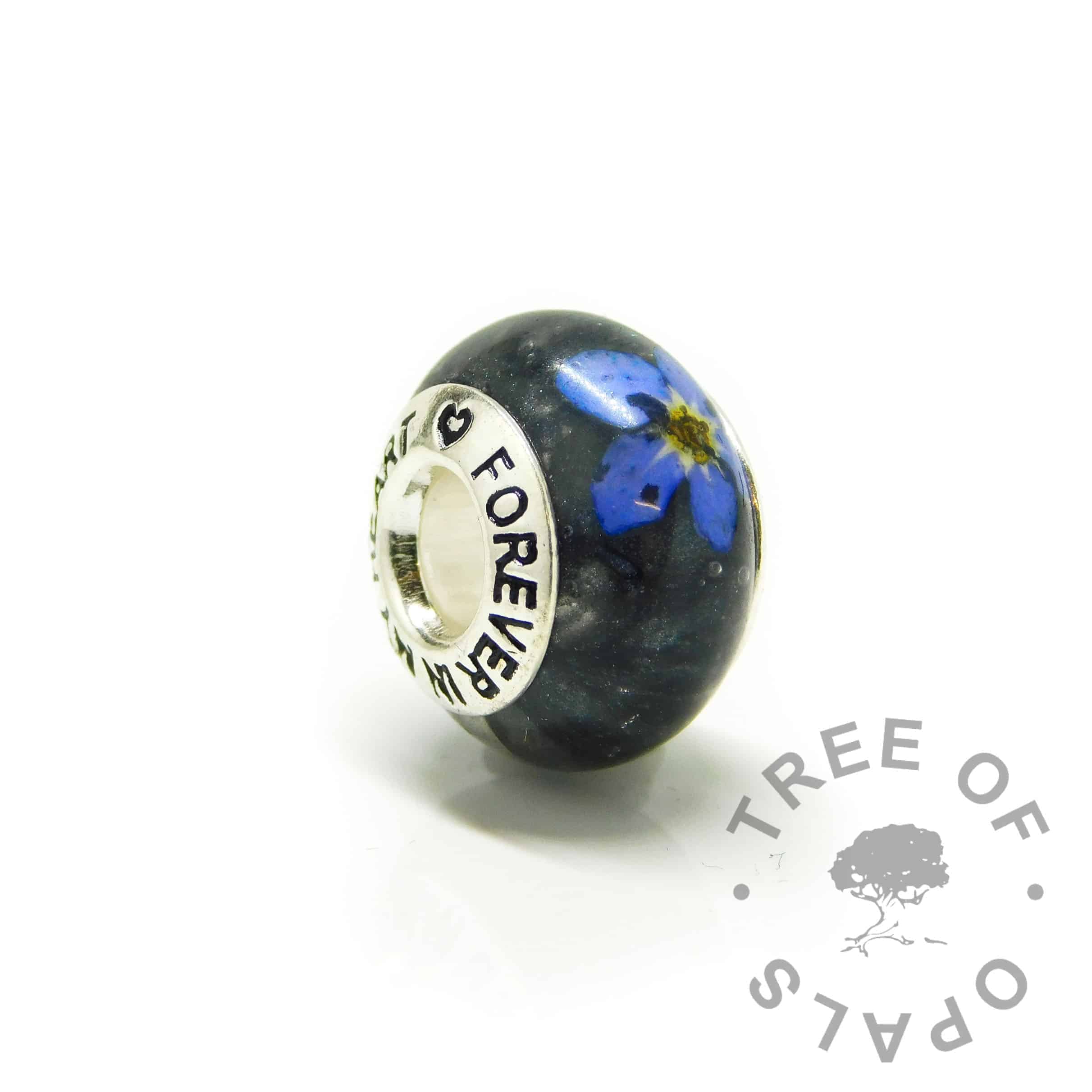 black ashes bead, forget me not, vampire black resin sparkle mix with Forever In My Heart core