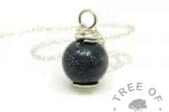 cremation ashes pearl necklace with vampire black resin sparkle mix. Includes 20"/50cm lightweight necklace chain
