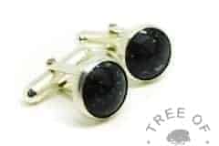 cremation ashes cufflinks with Vampire Black Resin Sparkle Mix