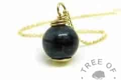 Vampire Black Resin Sparkle Mix solid gold lock of hair orb with necklace chain upgrade, medium heavy