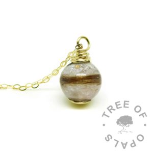 Gold Lock of Hair Orb - gold first curl necklace with new style smooth base