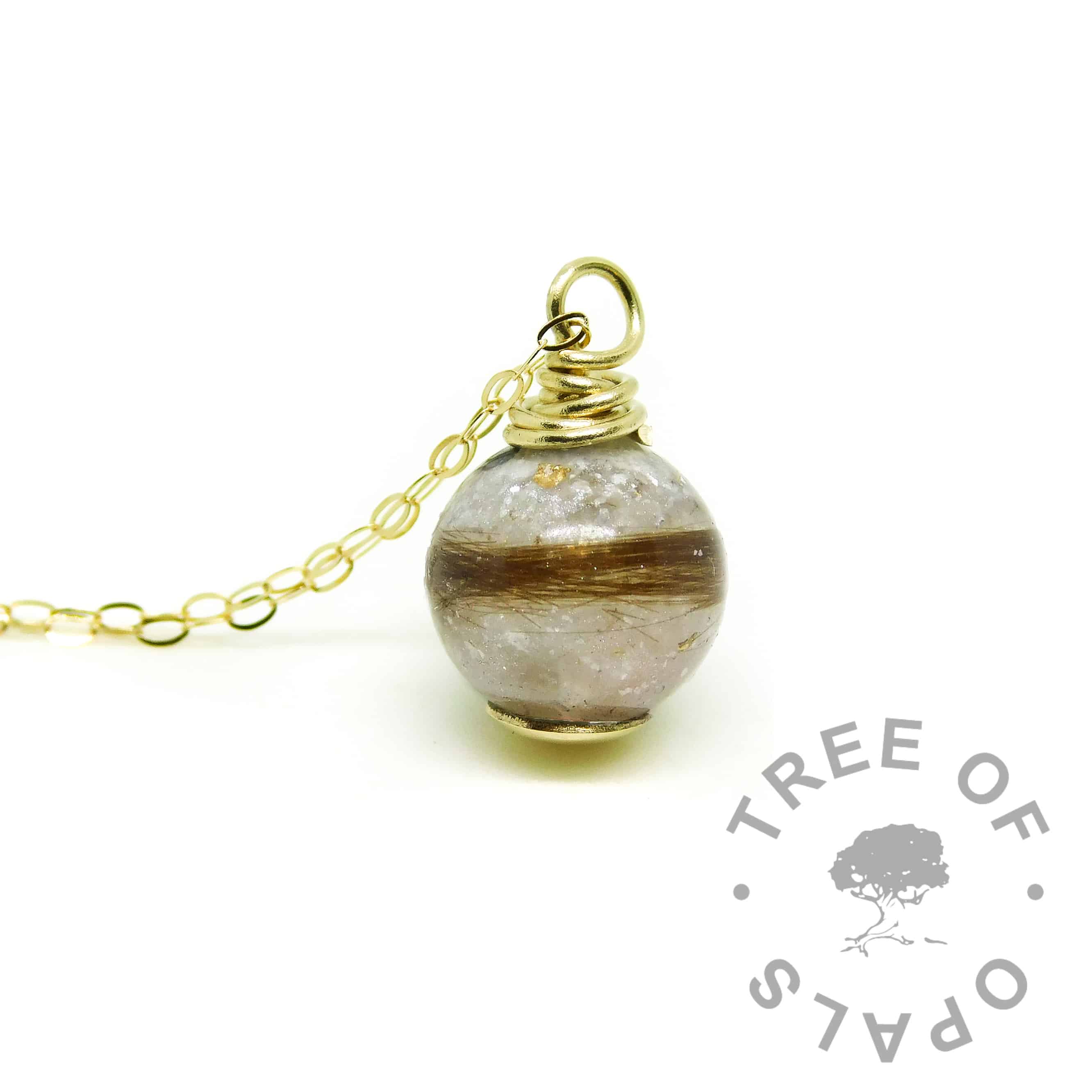 Solid 9ct yellow Gold Gold Lock of Hair Orb ⋆ Tree of Opals