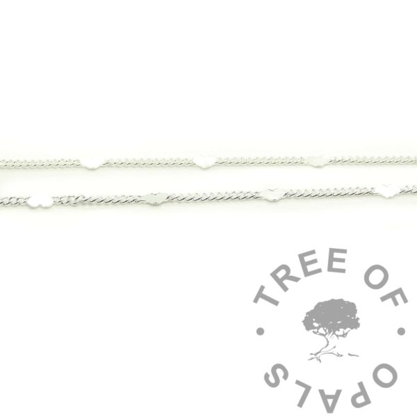 Heart Satellite Chain, 2mm hearts and 1.3mm width chain, Solid sterling silver 925 jewellery