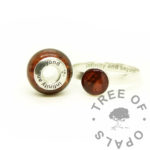 hair ring and bead with red, dragon's blood red, satin wide band ring