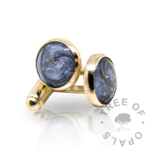 solid gold lock of hair cufflinks, groom memento jewellery Tree of Opals
