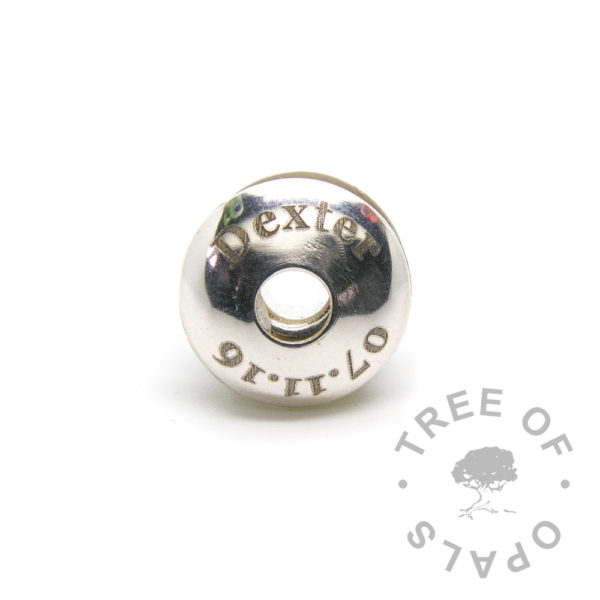 laser engraved charm washer baby date of birth charm Tree of Opals