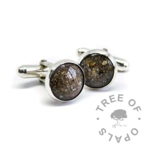 cremation jewelry for men classic cremation ash cufflinks natural dark ashes and clear resin in solid silver setting
