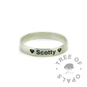 Engravable Stacking Ring wide band stacking ring engraved outside in arial font brushed band memorial ring