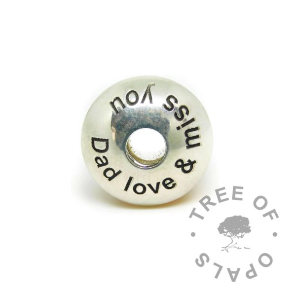 charm washer Arial font with Dad love & miss you