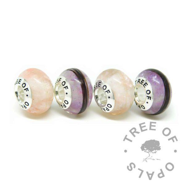 pink and purple horse hair charm beads for Pandora bracelets, fairy pink resin sparkle mix