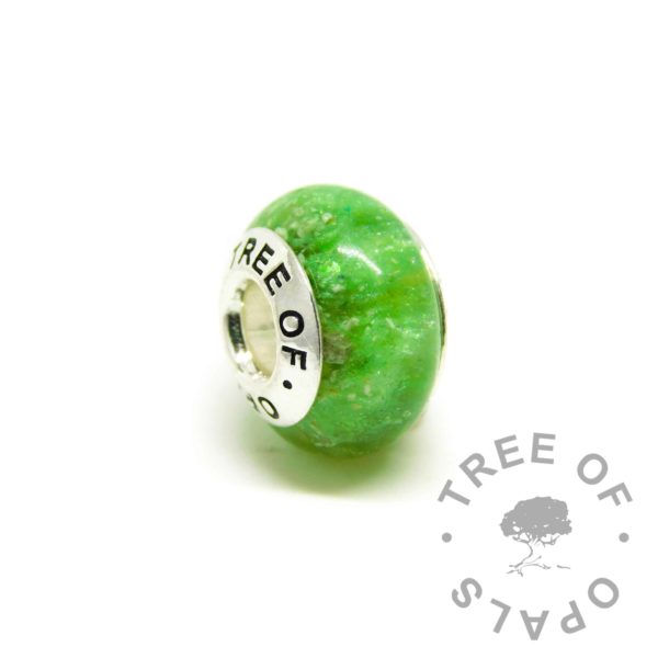 green ashes charm. Basilisk green resin sparkle mix