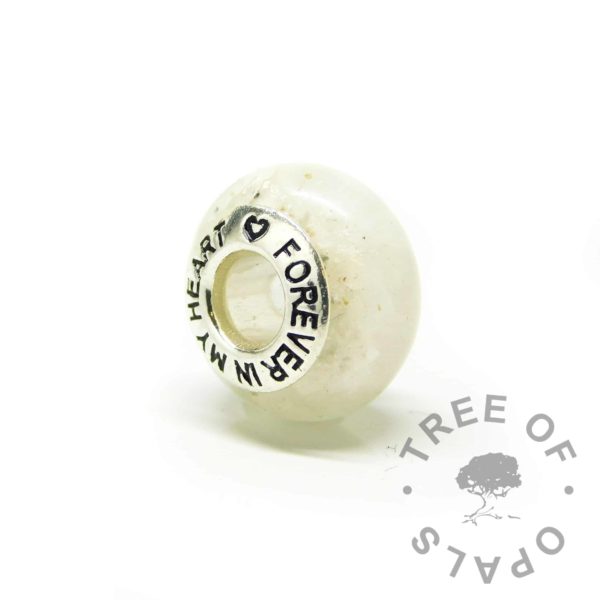 white ashes charm bead, Forever In My Heart core