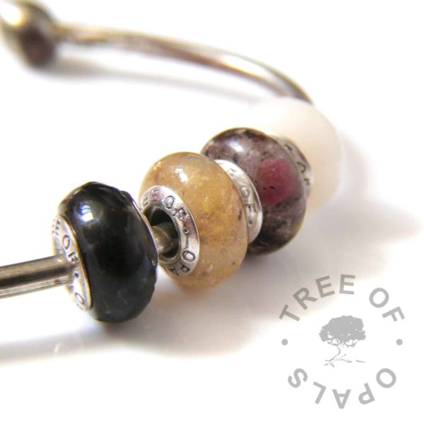 set of 4 charm beads with umbilical cord and breastmilk