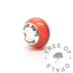 memorial keepsake bead, with a dog's fur. Dragon's blood red sparkle mix. Always With Me bead core in solid sterling silver. Over the rainbow bridge jewellery with fur